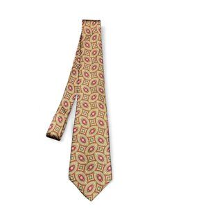 Vintage Oscar de la Renta Necktie – Geometric Red & Blue Pattern